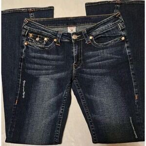 True Religion World Tour Section #503 Low Rise Twisted Seam Flared Jean Size 31